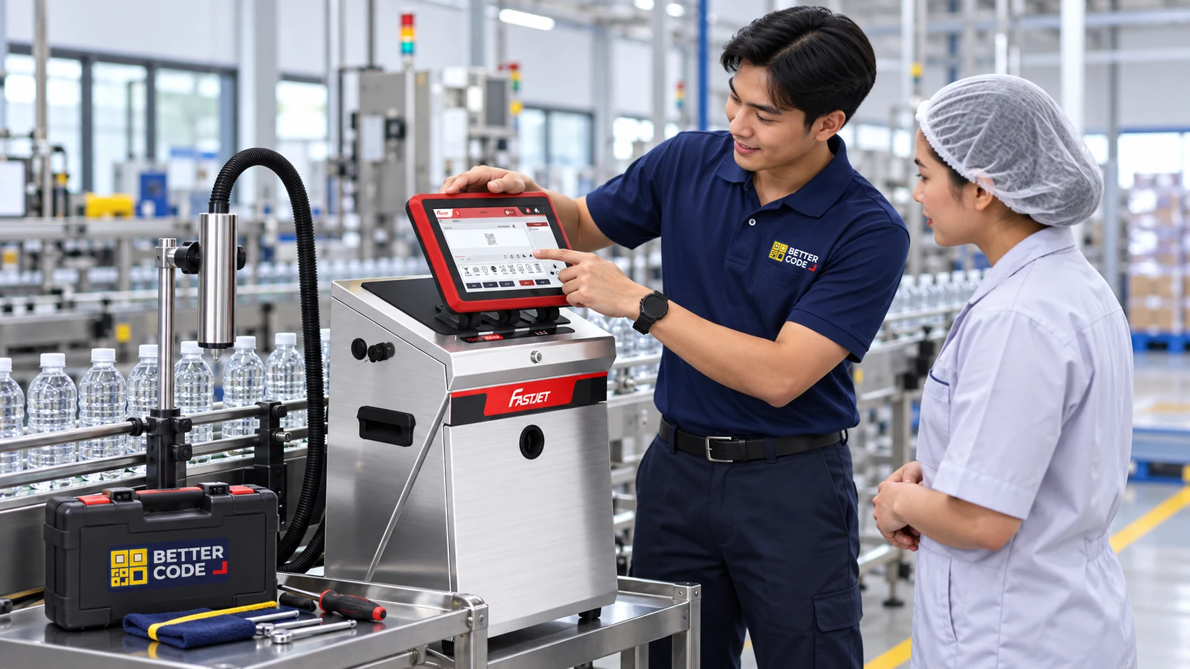 ภาพประกอบบริการและฝึกอบรมเครื่องพิมพ์วันที่ FASTJET F650 พร้อมโลโก้ Better Code
