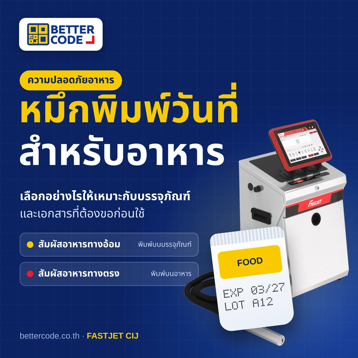 ภาพปกบทความหมึกพิมพ์วันที่สำหรับอาหาร เครื่องพิมพ์ FASTJET CIJ และซองอาหารที่พิมพ์วันหมดอายุ