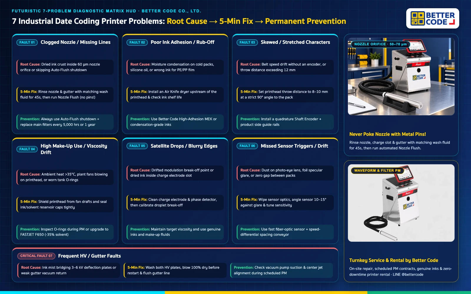 Futuristic 7-Problem Industrial Date Coding Printer Diagnostic Matrix: Root Causes, 5-Minute Fixes, and Permanent Prevention by Better Code Co., Ltd.