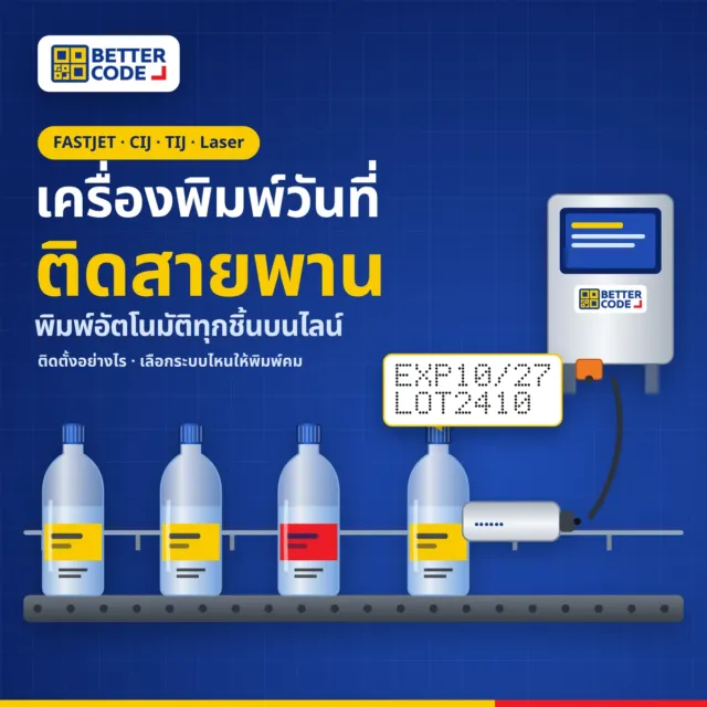 เครื่องพิมพ์วันที่ติดสายพาน: ติดตั้งอย่างไร เลือก CIJ, TIJ หรือ Laser ให้เข้ากับไลน์